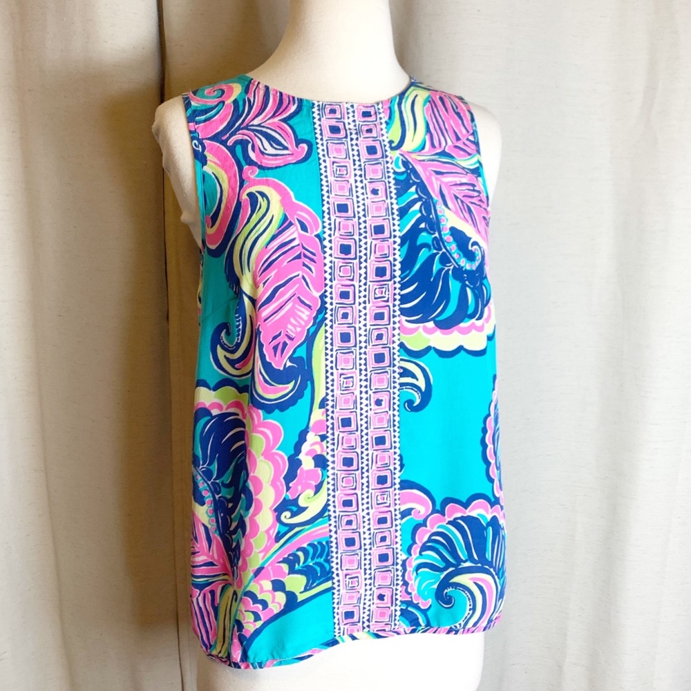 Lilly Pulitzer 100% Silk Paisley Print Blouse